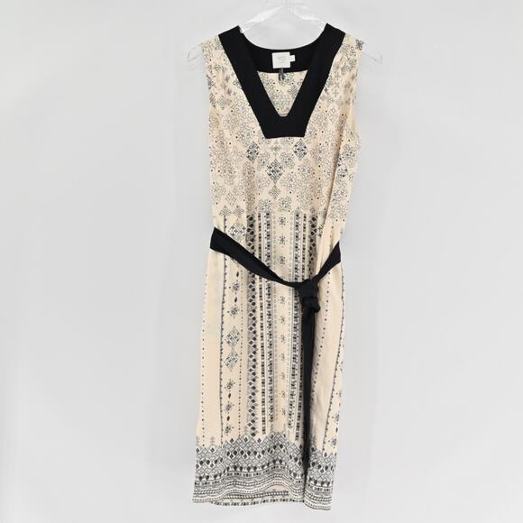 Anthropologie Womens Even Tide Shift Dress Size 4 HD IN PARIS Ivory Boho Print - Picture 2 of 12